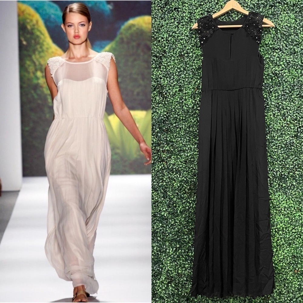 Tibi Black and Cream Maxi Dress